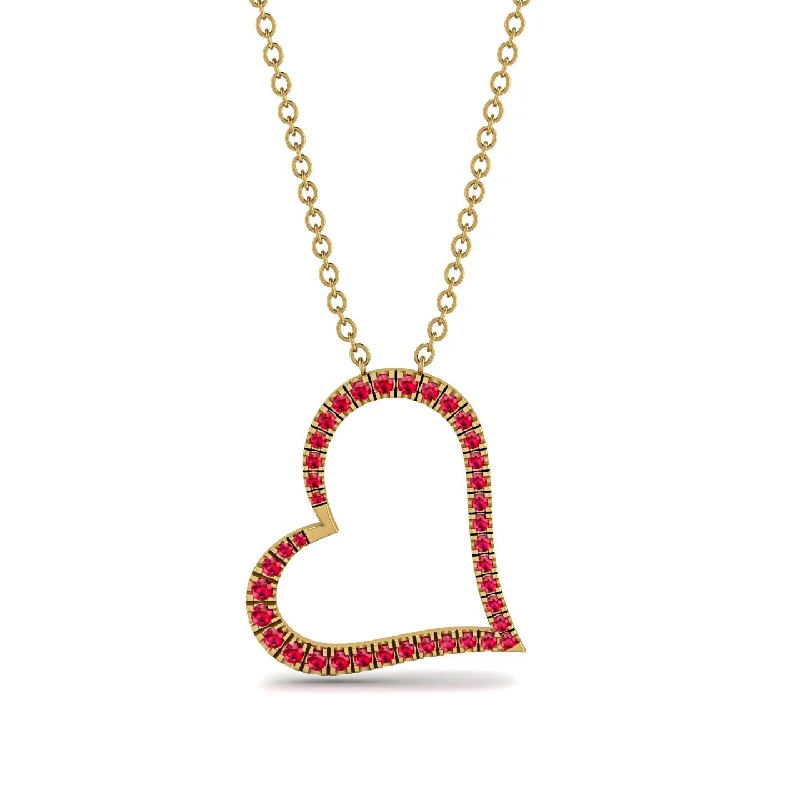 Sparkling Bar Necklaces For Evening Wear-Ruby Heart Necklace - Claudia No. 10