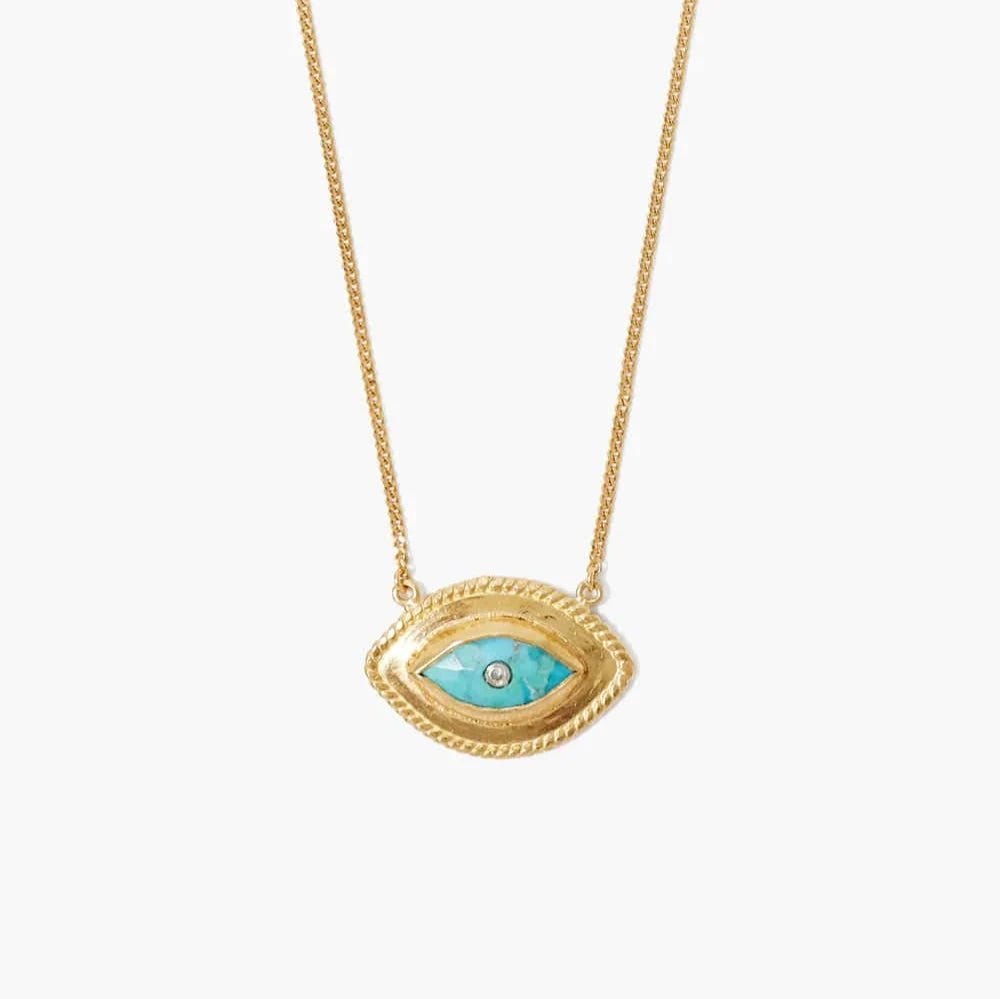 Silver Bar Necklaces For Elegant Simplicity-Turquoise Mariya Evil Eye Necklace