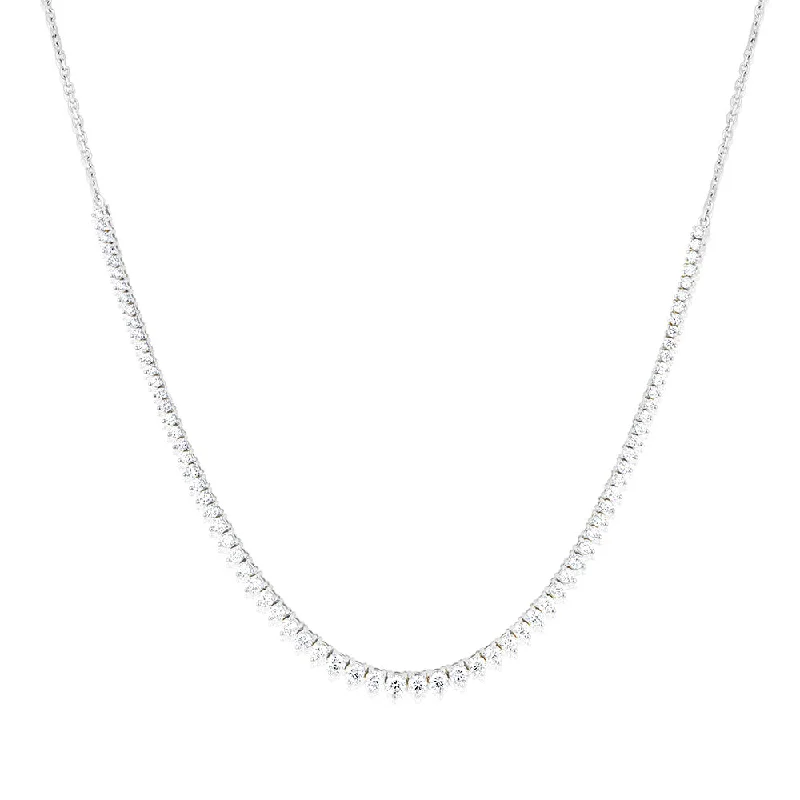 Custom Beaded Necklaces For Personalized Gifts-Luminesce Lab Grown 10ct White Gold Tennis Necklace in 3Carat Diamond