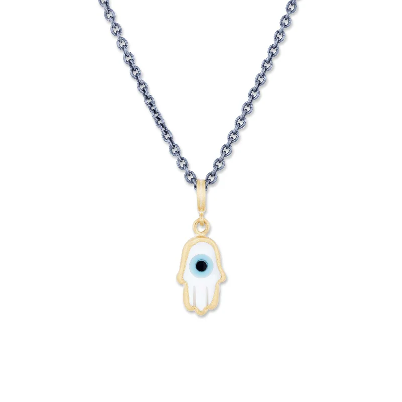 Elegant Swarovski Crystal Necklaces For Brides-Lika Behar Evil Eye Hamsa Necklace Turquoise Enamel Sterling Silver 24K Gold