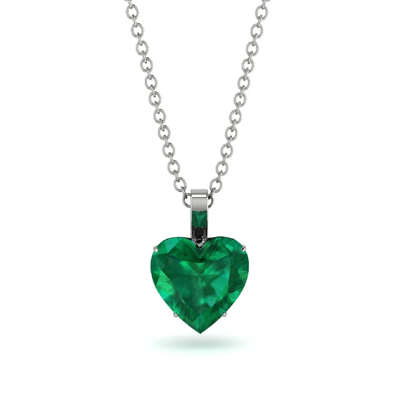 Customizable Gold Necklaces For Personal Touch-Heart Emerald Necklace - Noelle No. 36