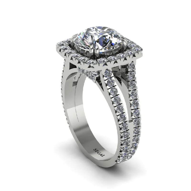 Unique Diamond Rings For Custom Engagements-Diamond Pave Split Shank Engagement Ring - Averie No. 3