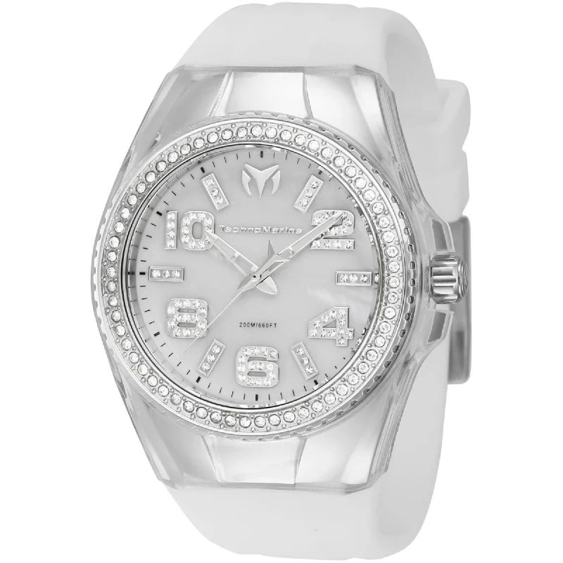 Watches With Amethyst Stones-Technomarine Women's Watch - Cruise Monogram White Mother of Pearl Dial | TM-121260