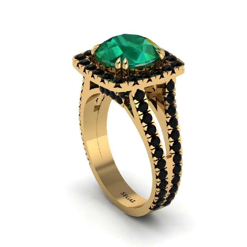 Sparkling Diamond Cocktail Rings For Glamorous Fashion-Emerald Pave Split Shank Engagement Ring - Averie No. 34