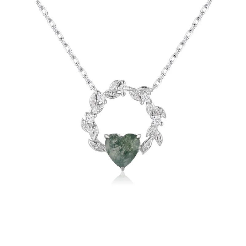 Modern Crystal Necklaces For Fashion Trends-Heart’s Desire Moss Agate Necklace©