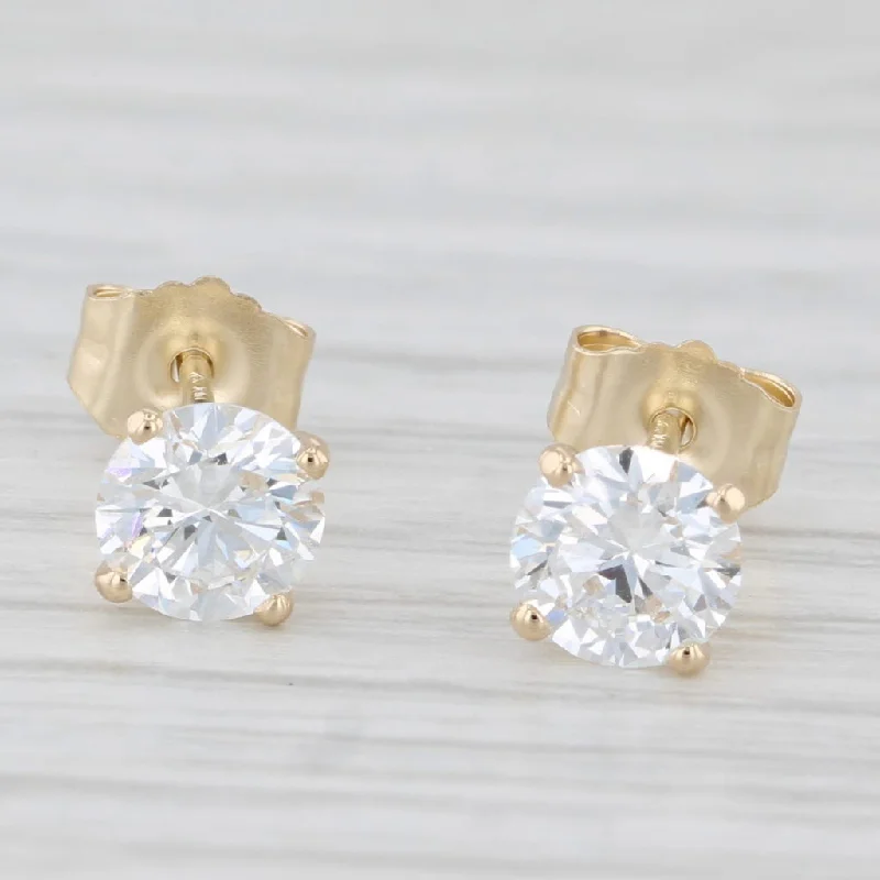 Handmade Pearl Earrings For Unique Gifts-New 1ctw Lab Created Diamond Stud Earrings 14k Yellow Gold Round Solitaires