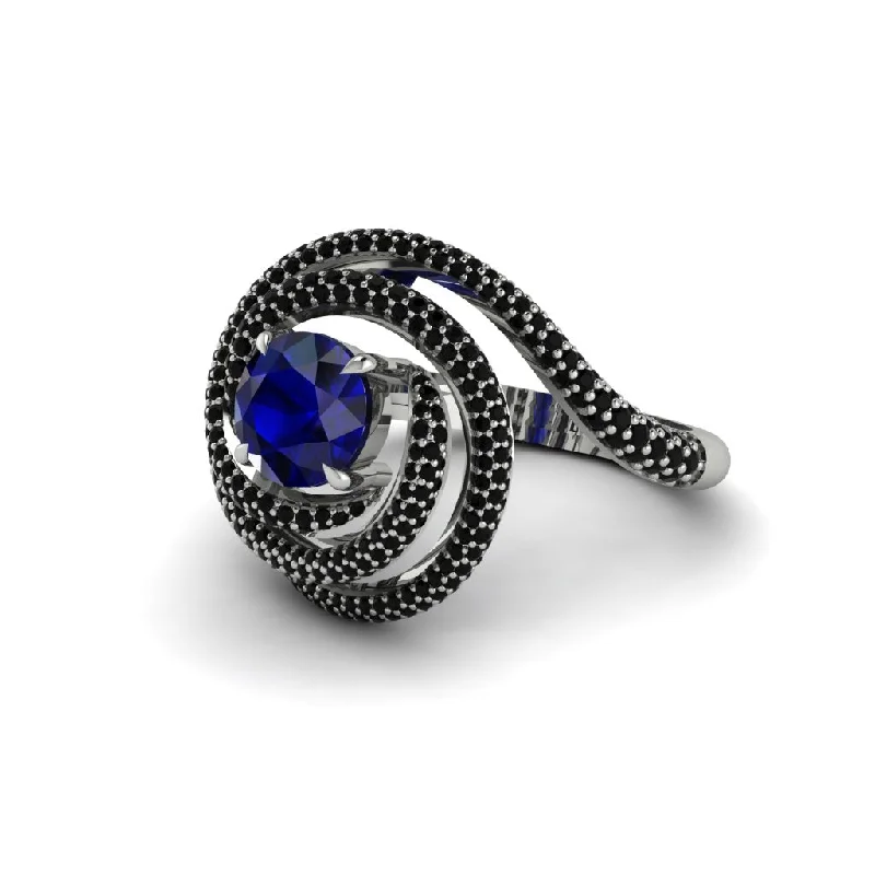 Elegant Men’s Engagement Rings For Special Occasions-Sapphire Double Halo Swirling Engagement Ring - Serena No. 45