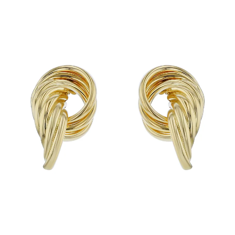 Modern Drop Earrings For Work Style-14K Yellow Gold Tubular Sweepback Earrings