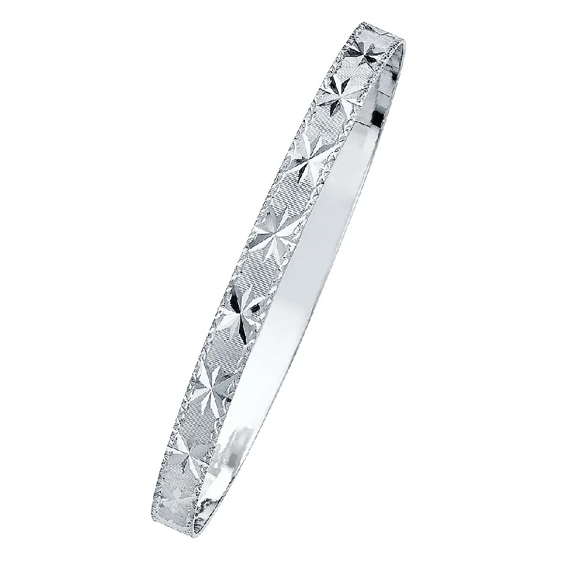 Bangles With Heartfelt Messages-14K WHITE GOLD SOLID BANGLE