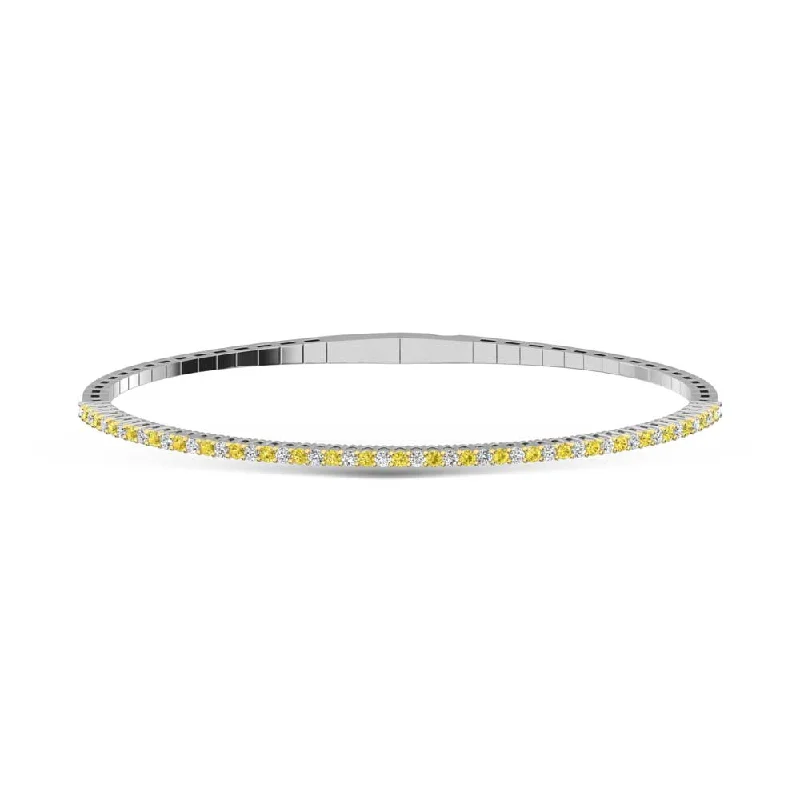 Bangles With Sparkling Touch-14K White Gold  1 Ct.Tw.  Alternate white and Yellow Lab Grown Diamond Bangle