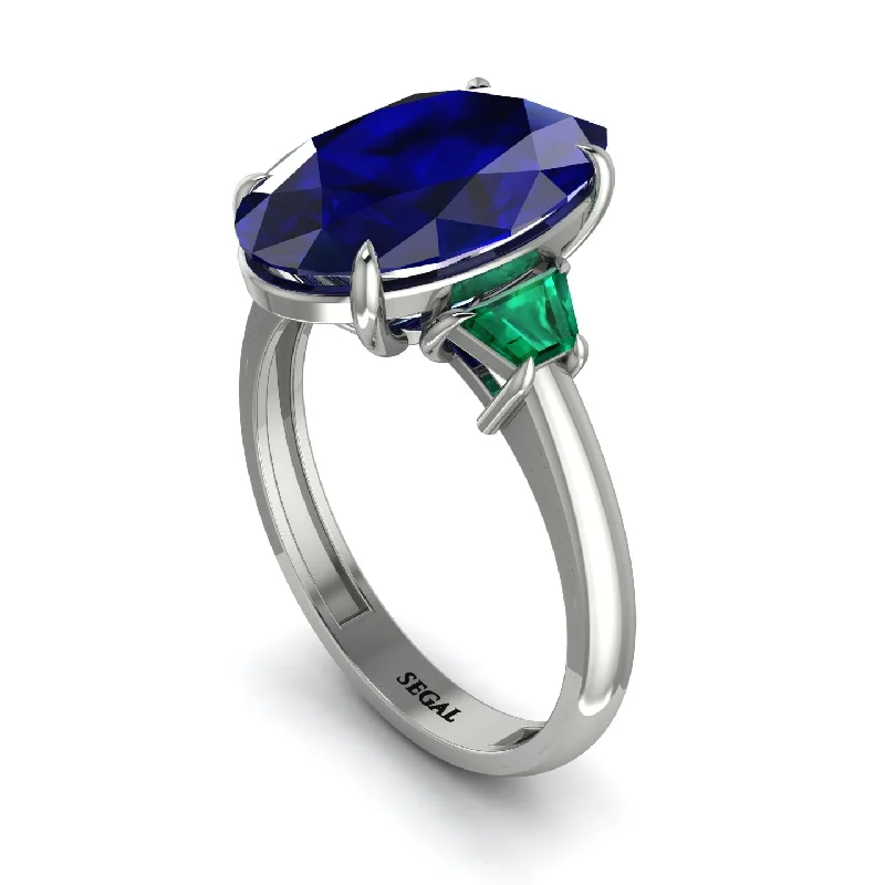 Engagement Rings For Women-Oval-Cut Sapphire Three Stone Engagement Ring - Amari No. 30