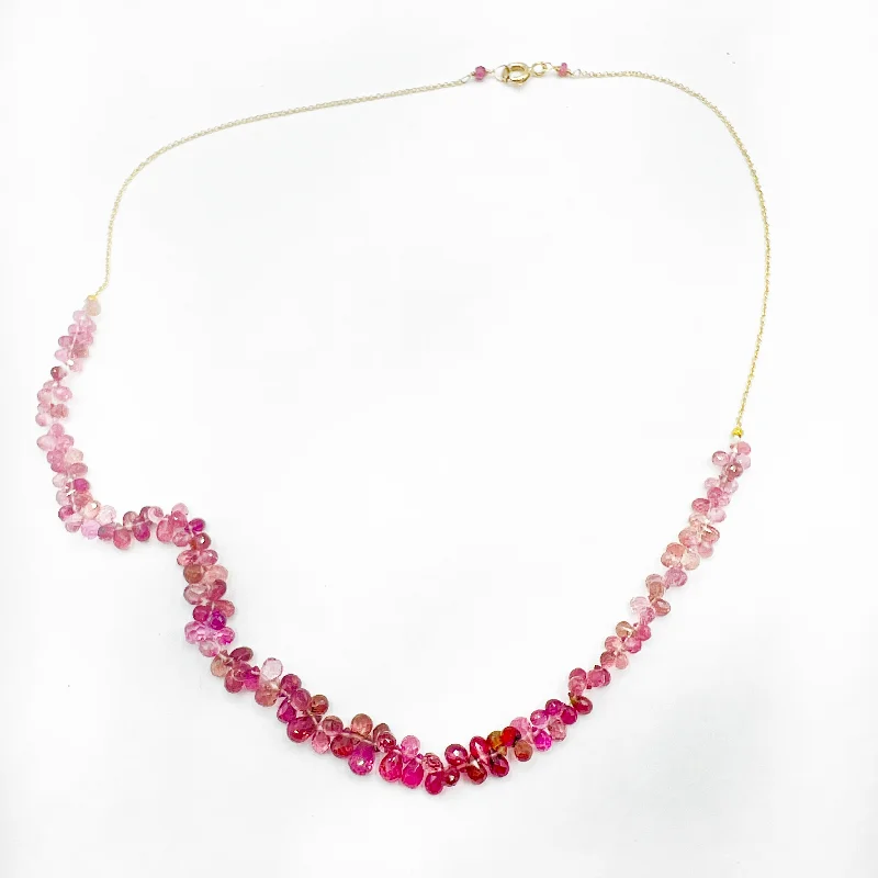 Elegant Crystal Chain Necklaces For Weddings-Raspberry Delicate Tourmaline Necklace