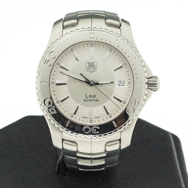 Watches For Valentine’s Day-TAG Heuer Link Silver Stainless Steel Men's Watch - WJ1111-0