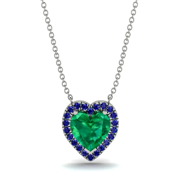 Fashionable Drop Necklaces For Trendy Style-4.7Ct Emerald Halo Heart Necklace - Jaylene No. 66