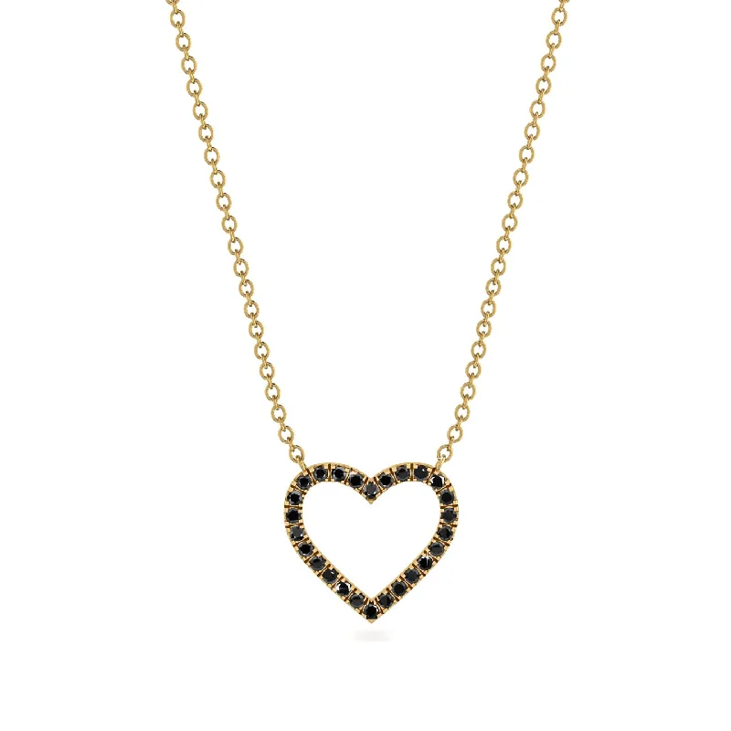 Trendy Multi-Color Necklaces For Fashion Enthusiasts-Heart Shaped Black Diamond Necklace - Marie No. 7