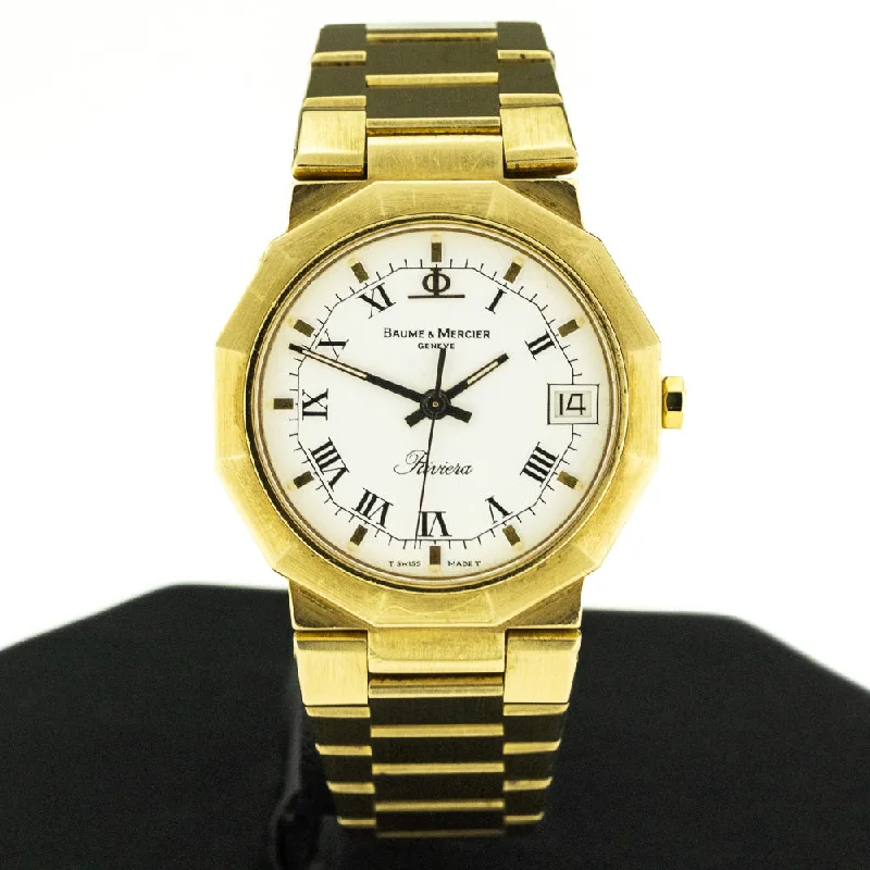 Watches With Butterfly Designs-Baume & Mercier Riviera Medium in 18K Yellow Gold - 83211