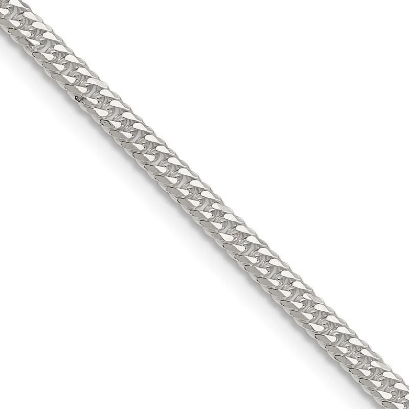 Chunky Beaded Necklaces For Bold Style-Sterling Silver Polished Double Diamond-cut Curb Chain Necklace