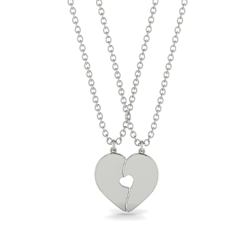 Simple Silver Chain Necklaces For Everyday Glam-Two Half Heart Gold Couple Necklace - Denise No. 3