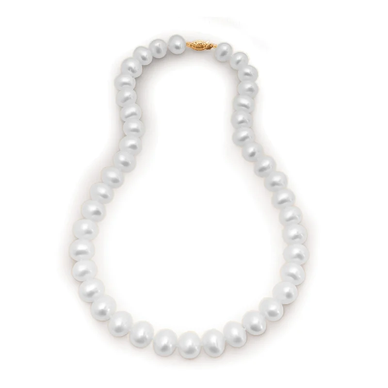 Classic Silver Bar Necklaces For Everyday Fashion-Freshwater Pearl Necklace with Gold Filled Filigree Clasp