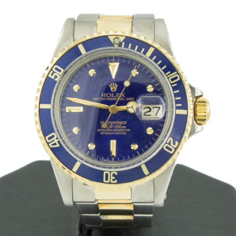 Watches With Personalized Touch-1979 Vintage Rolex 40mm Oyster Perpetual Submariner Watch with Nipple Dial in 18K/Stainless Steel - Model 1680