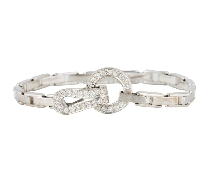 Bracelets For Masculine Appeal-0.94ctw Diamond Buckle Matte Finish Link Bracelet in 18K