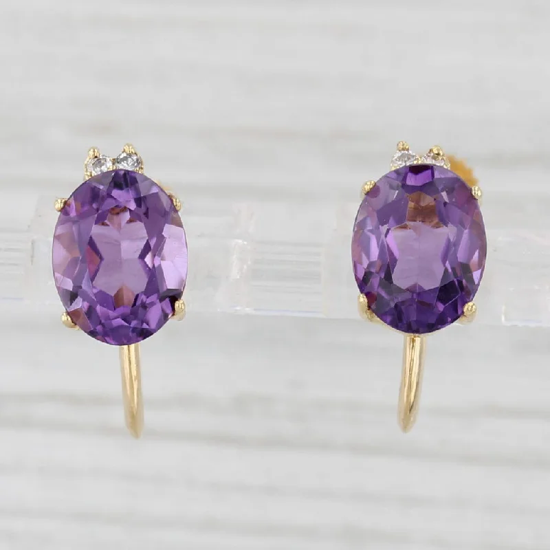 Luxury Gemstone Earrings For Special Occasions-H Stern 3.34ctw Amethyst Diamond Earrings 18k Gold Screw Back Non Pierced