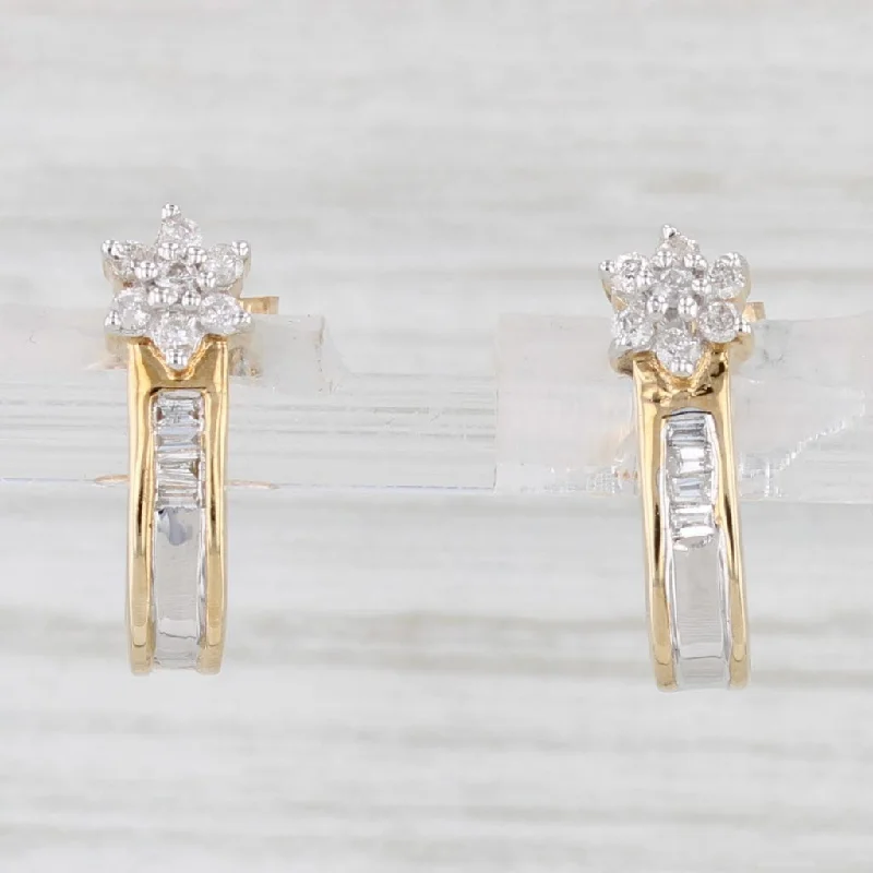 Unique Resin Drop Earrings For Bold Fashion-New Diamond J-Hook Earrings 14k Yellow Gold