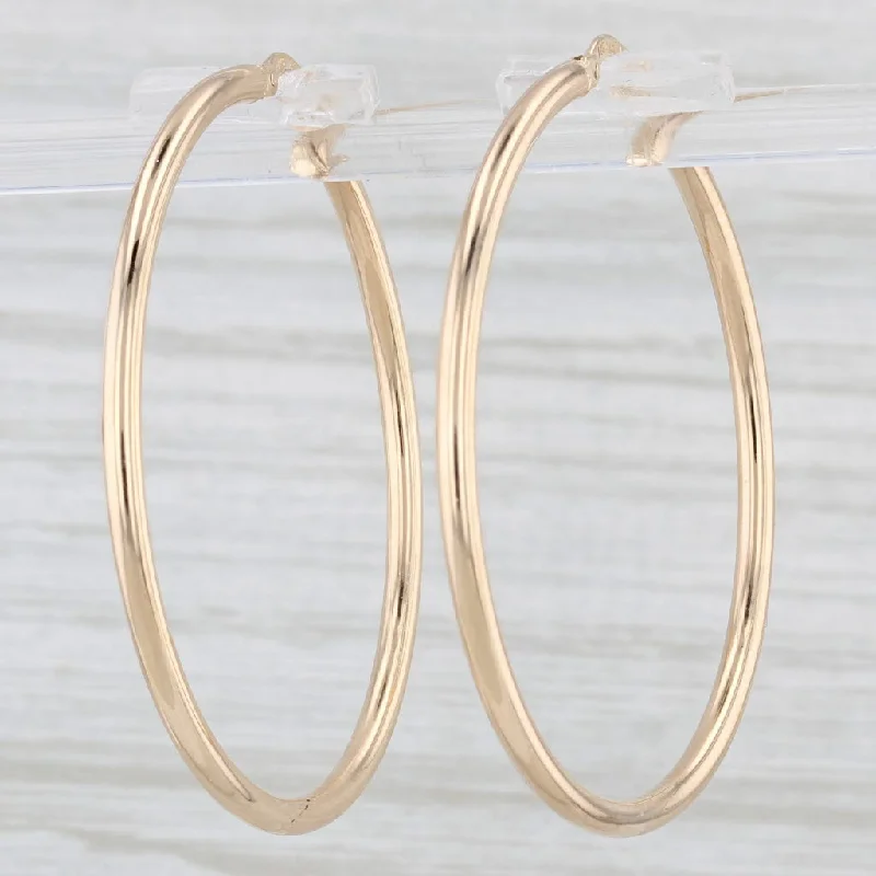 Large Statement Earrings For Parties-New Round Hoop Earrings 14k Yellow Gold Snap Top Hoops 2 x 40 mm