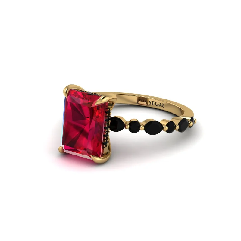 Custom Birthstone Promise Rings For Couples-Radiant-Cut Ruby Eternal Radiance Engagement Ring - Skye No. 40