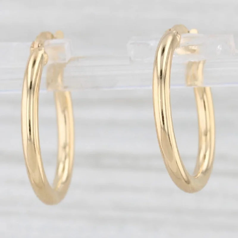 Fashionable Dangle Earrings For Teens-New Round Hoop Earrings 14k Yellow Gold Snap Top Hoops 2 x 8 mm