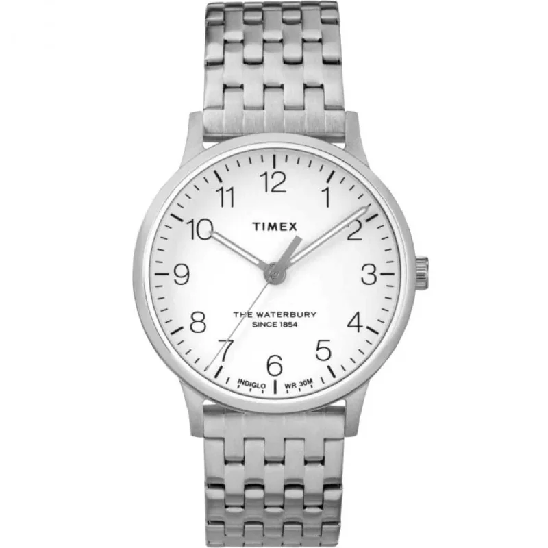 Watches For Everyday Sparkle-Timex Women's Watch - Waterbury Quartz White Dial Stainless Steel Bracelet | Tw2R72600