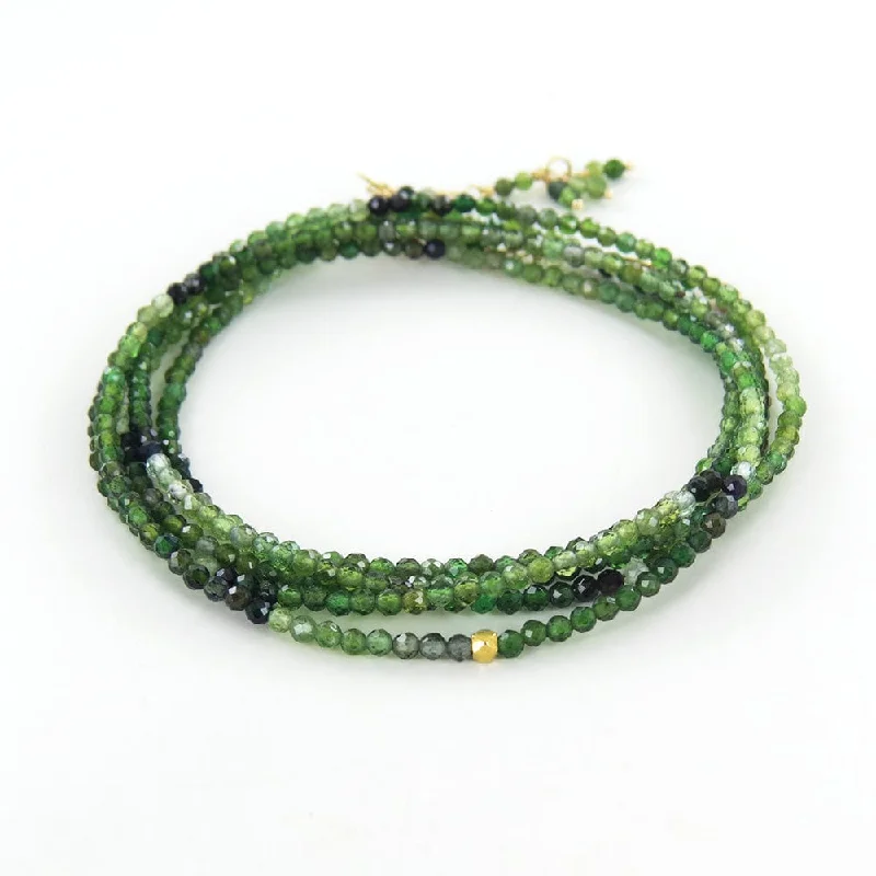 Bohemian Necklaces For Free-Spirited Fashion-14k Green Tourmaline Wrap Bracelet & Necklace with 18K Hex Bead