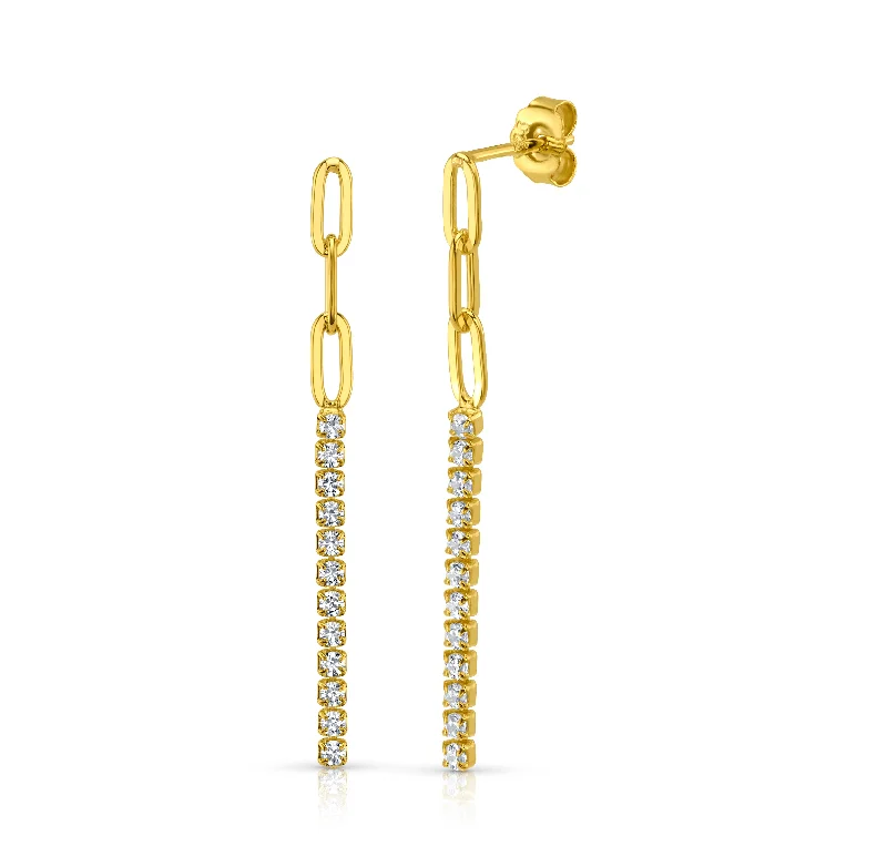 Fashion Earrings For Party Look-PAPERCLIP CASCADE EARRINGS, GOLD