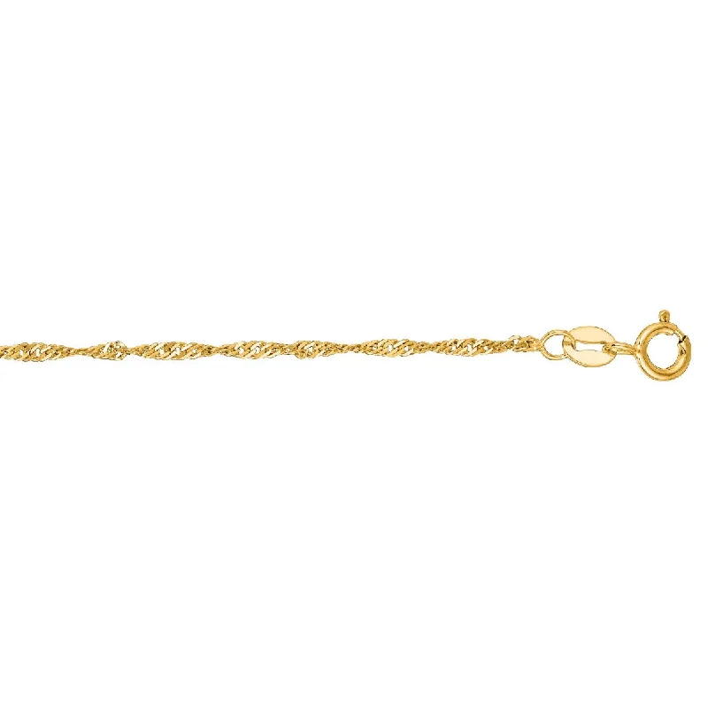 Bracelets With White Gold Plating-10k Yellow Gold 7 Inch Diamond Cut Singapore Chain Bracelet 025SING-07