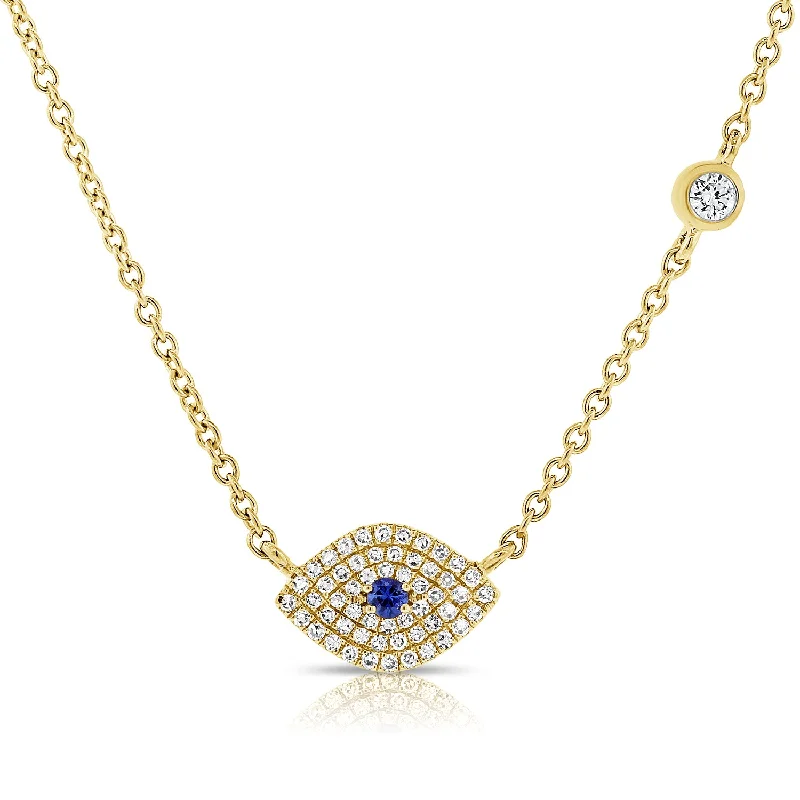 Sparkling Bar Necklaces For Evening Wear-Pave Diamond Evil Eye Pendant Necklace