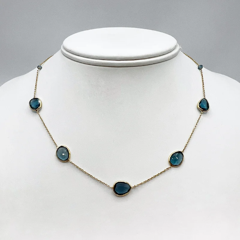 Vintage Gold Necklaces For Retro Jewelry-Blue Topaz on a Golden Chain