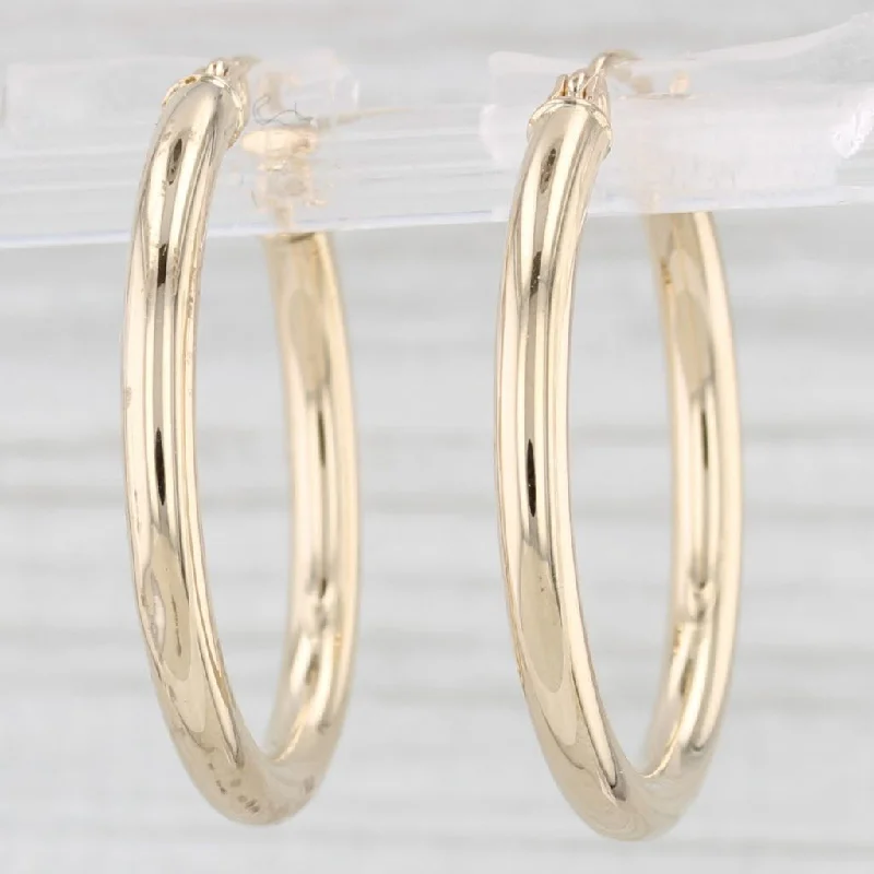 Cute Stud Earrings For Kids-Polished Round Hoop Earrings 14k Yellow Gold Snap Top Pierced Hoops