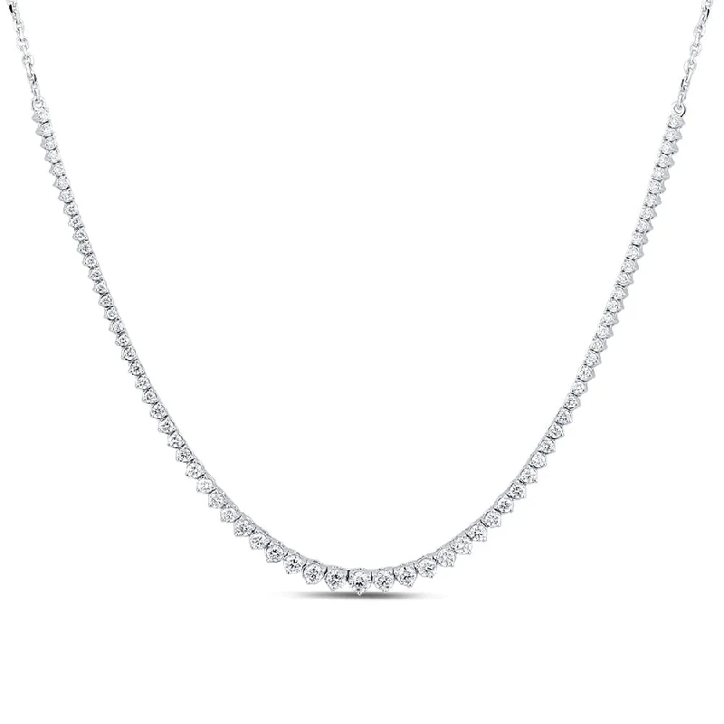 Stunning Gold Pendant Necklaces For Glamour-Luminesce Lab Grown 2 Carats Diamond Cable Chain Necklace in 9ct White Gold