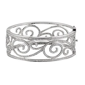 Bangles For Layering Looks-14K White 5 1/8 CTW Diamond Bangle Bracelet