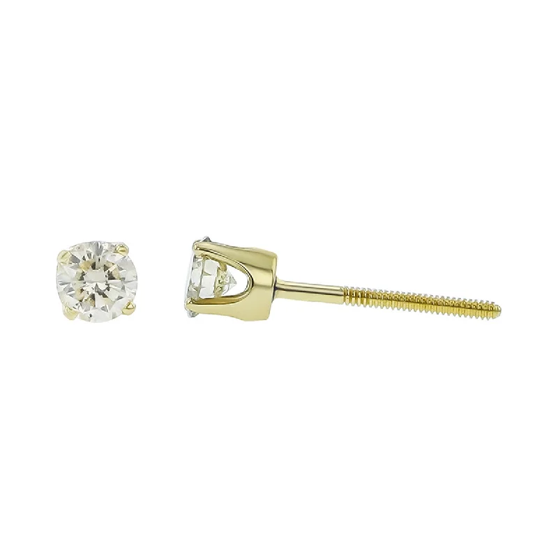 Elegant Gold Earrings For Classic Look-14K Yellow Gold Diamond Stud Earrings with Screwbacks