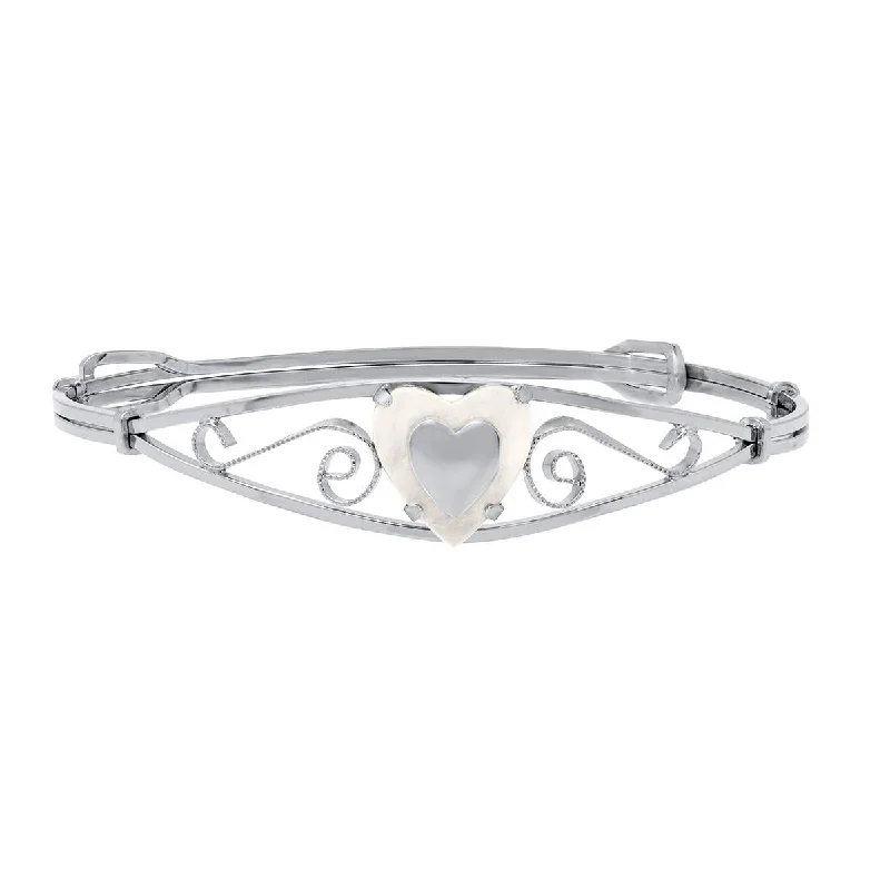 Bangles For Eco-friendly Jewelry Lovers-STERLING SILVER CHILDREN'S HEART BANGLE BRACELET