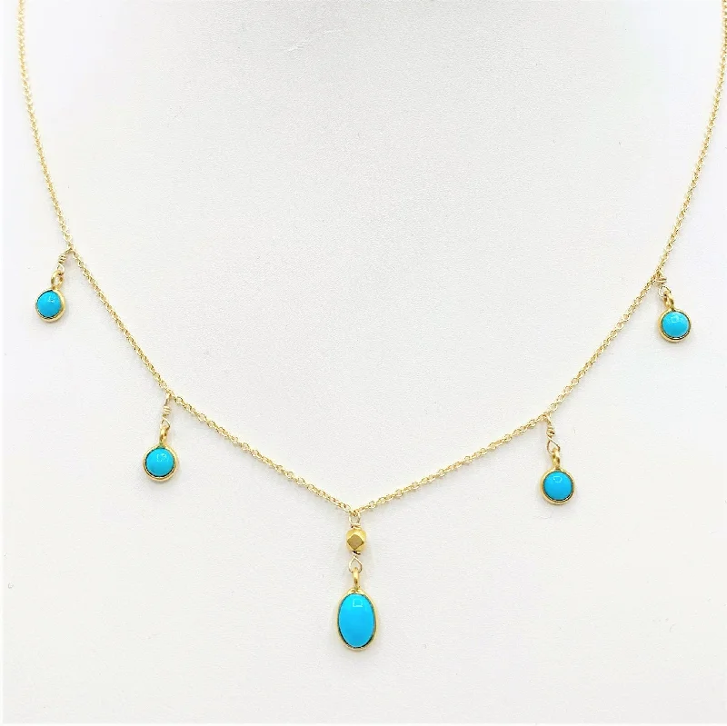 Classic Silver Pendant Necklaces For Formal Wear-Delicate Blue Sky Turquoise Necklace