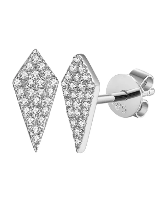 Luxury Diamond Drop Earrings For Glamour-14kw Gold Kite-Shaped Diamond Earrings