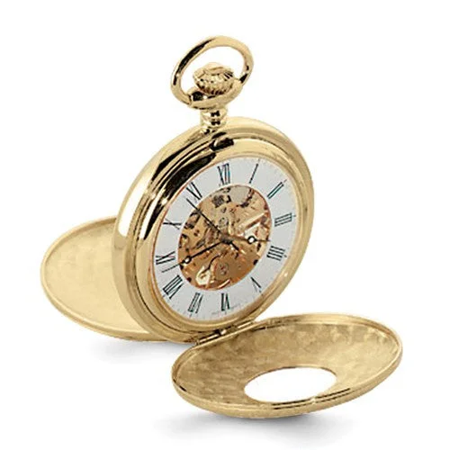 Watches With Polished Finish-Charles Hubert Gold Finish White Dial Pocket Watch