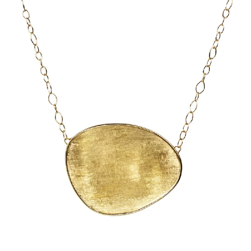 Layered Gemstone Necklaces For Beautiful Style-Marco Bicego Lunaria Large Oval 18K Yellow Gold Necklace Pendant 17.5"  CB1770