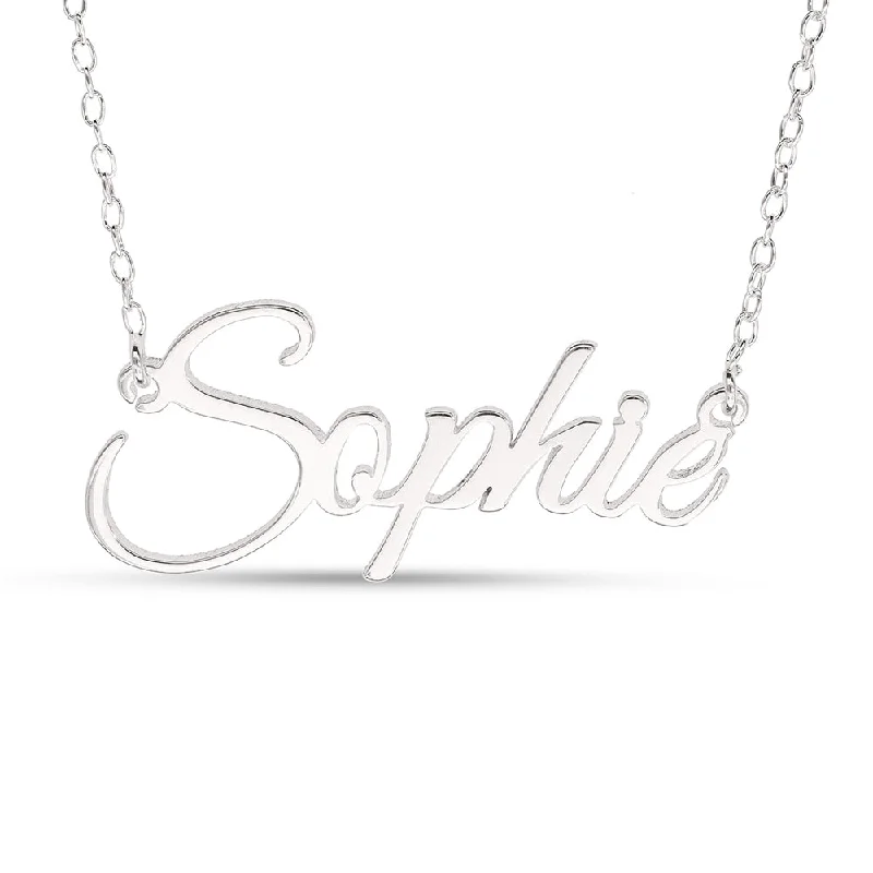 Classic Chain Necklaces For Every Occasion-Signature Sterling Silver Personalised Name Necklace Pendant On 16inches Chain