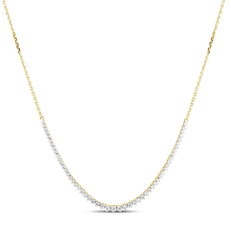 Custom Gold Chain Necklaces For Unique Designs-Luminesce Lab Grown 1 Carat Diamond Cable Chain Necklace in 9ct Yellow Gold