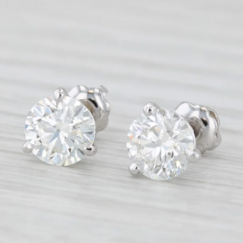 Unique Resin Earrings For Eclectic Style-1.60ctw VS2 Round Diamond Solitaire Stud Earrings 14k White Gold GIA