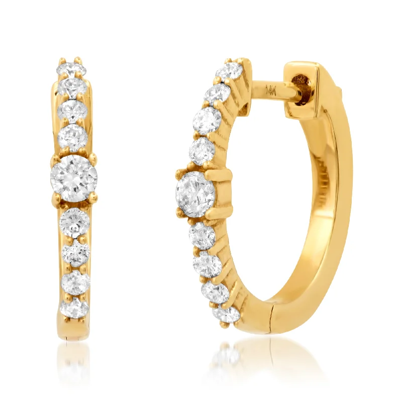 Vintage Drop Earrings For Formal Wear-ENGAGE DIAMOND HUGGIES, 14kt GOLD