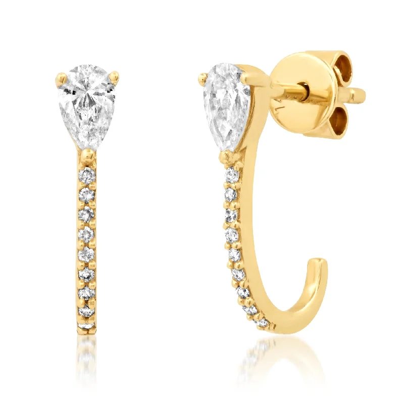 Statement Earrings For Bold Fashion-LOBE CRADLE DIAMOND EARRINGS, 14kt GOLD